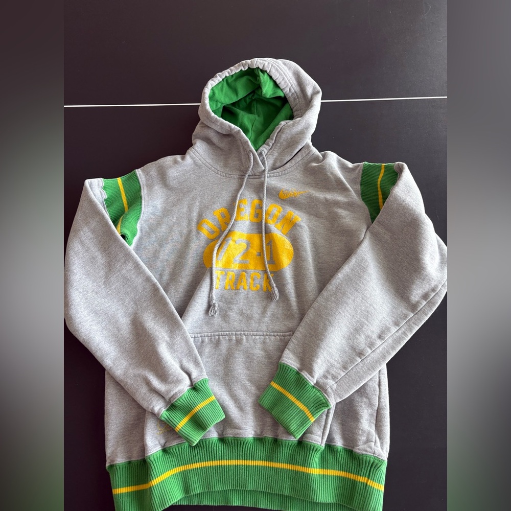 Nike Gray and Green Vintage Athletic Hoodie - Picture 1 of 5